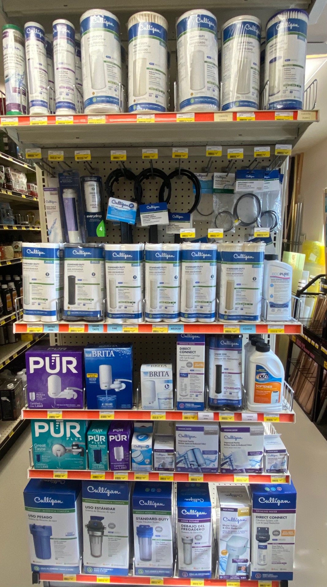 water products on shelf